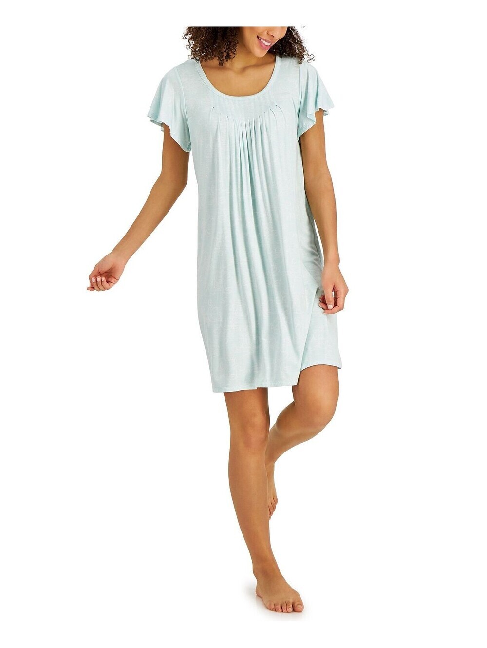 Charter Club Womens Printed Pleat-Front Chemise Nightgown Size M